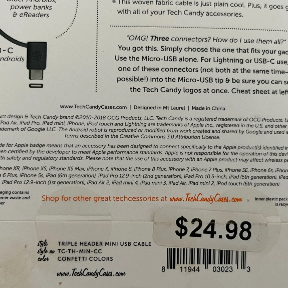 TechCandy Triple Header USB Cable